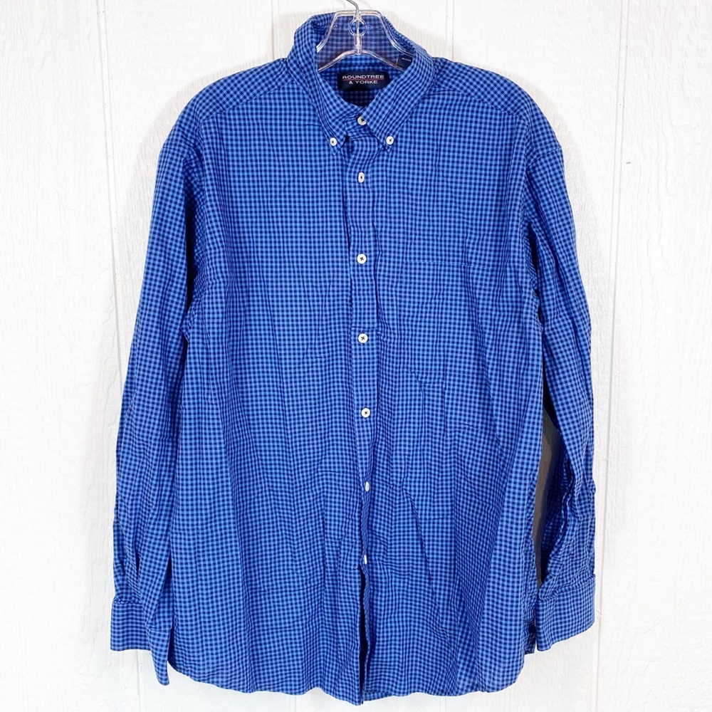 Mens Roundtree & Yorke Blue Button Down Shirt